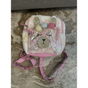 Cat And Jack Little Girls Llama BackpackPink Sequins Gold Glitter